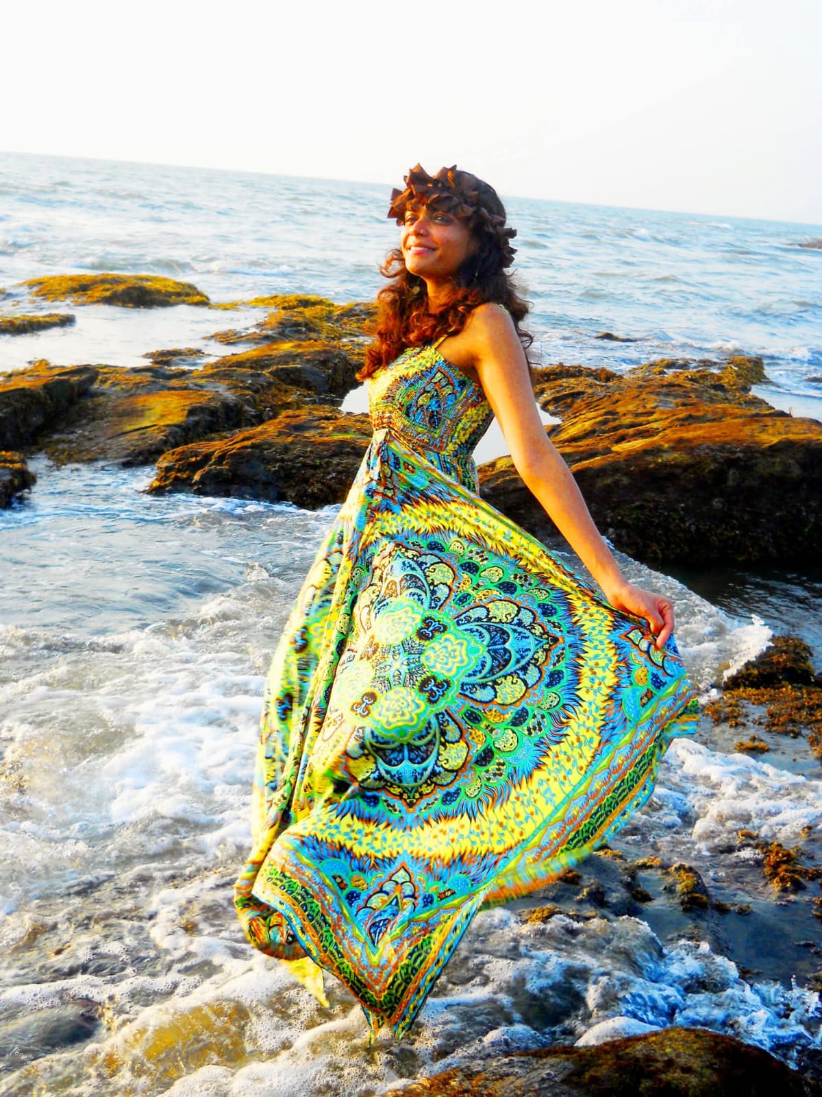 Striped Wrap Midi Dress